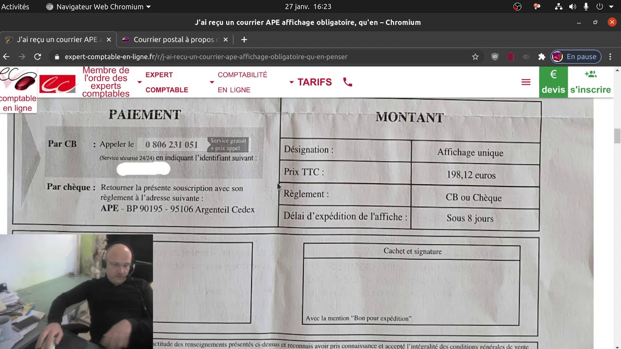 Qu’est-ce qu’un APE affichage obligatoire ?